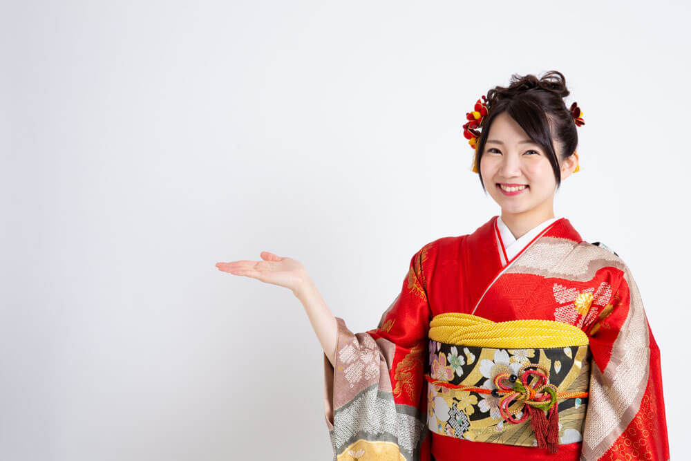 振袖で細く見せる